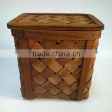 Handwoven wood household clothes bin