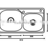 Top-Mount / Drop In Stainless Steel Double Bowl Kitchen Sink T103 thumbnail-2