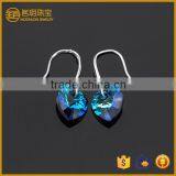 Fashion 925 Sterling Silver Blue Love Earrings ,the Heart of Austrian Crystal Earrings ! thumbnail-1