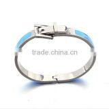Fashion Women Enamel Spring Bracelet Fine Jewelry Stainless Steel Belt Sivler Cuff Bangle thumbnail-2