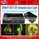 DMX Christmas 800mW RGY Animation Laser Light With SD+Animation Fireworks+Beam Party Stage Lighting