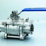 SS 304 Three Piece Sanitary Ball Valve thumbnail-1