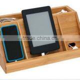 Desktop Multi Cell Mobile Phone and Tablets Wooden Bamboo Charging Station thumbnail-2