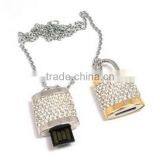 Jewelry Crystal Lock USB Stick With Long Chain thumbnail-1