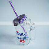 450ml Glass Drinking Mug With Tin Lid and Plastic Straw thumbnail-2