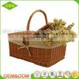 Custom China Hand Woven Eco-friendly Material Cheap Handle Empty Wicker Picnic Baskets With Lid thumbnail-1