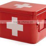 Home Retro Style Cross Tin Box Vintage Red Metal First Aid Kit Emergency Cabinet thumbnail-2