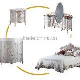 Classic Antique European Snow White Carving Floral King Bed With Matching Nightstand and Wardrobe BF12-03284b thumbnail-3