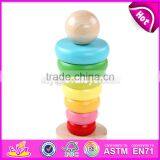 Best Educational Stacking Rainbow Tower Wooden Stack Game for Toddlers W13D117 thumbnail-2