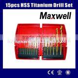 15pcs HSS Titanium Drill Set thumbnail-1