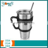 Removable Handle Stainless Steel Tumbler 30 oz with Sliding Lid