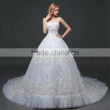 Sexy Bandeau Lace Beaded Cream Crepe Ruffles Weding Dress Pleated Corset Bodice Luxury Bridal Dress thumbnail-3