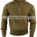 Wholesale Black Acrylic Quarter Zip Military Style Pullover Sweater thumbnail-3
