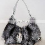 Natural Colour Patchwork Women Bag Real Fox Fur Handbags