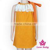 Plain Orange Breathable Cotton Sleeveless Baby Girl Fancy Pillowcase Dress New Model Skirt thumbnail-3