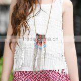 S60734B Child Sleeveless Lace Hollow Out White Waistcoat Girls Summer T-shirt thumbnail-3