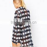 Oversized Fit Semi-sheer Point Collar Beach Wear/woman Beach Shirt thumbnail-3