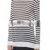 Classic Striped Rayon Linen Tee Long Sleeve Women t Shirt thumbnail-1