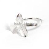 Copper Unadjustable Rings Silver Tone Leaf thumbnail-1