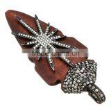 New Black Color Original Wood Pendants With Rhinestone Mixed thumbnail-4