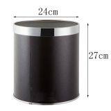 Waste Bins, Round Spray Paint Stainless Steel Trash Can With Ring - Small Metal Trash Bin Without Lid-Office,Home,Hotel-Waste Basket,Dustbin,Garbage Bin-11L thumbnail-2