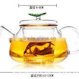 400ml Glass Teapot With Infuser,green Leaf
