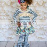 Newest design kids clothes set ruffle pants boutique outfits children 2015 clothes