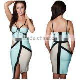 Summer Dress 2015 New Fashion Women Strap Blue Beige Black V Neck Strap Women Sey Mini Evening Party Bandage Dresses Bandage Bod thumbnail-1
