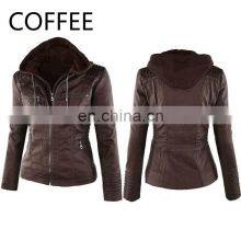 Производитель оптом предлагает женские кожаные куртки с съемной капюшоном больших размеров, мото-куртки thumbnail-3