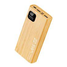 Portable PD22.5W Wooden Power Bank 10000mah Fast Charge Mobile Power Supply With Display thumbnail-1