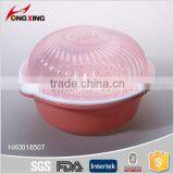 Double Layer Round Plastic Vegetable Basin With Strip Lid thumbnail-1