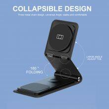 3-in-1 Multi Wireless Mobile Phone Foldable Magnetic Wireless Charger for IPhone thumbnail-2