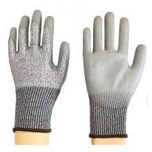 Knife Cutting GlovesANSI A5 13G HPPE Liner PU Coated Kevlar Metal Gloves For Cutting