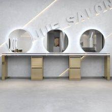 Stainless Steel Hair Salon Mirror Luxury Led Light Wall Mounted Hair Salon Mirrors Station thumbnail-4