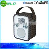 Hot sale Leather Portable Vintage mini bluetooth speaker with fm radio