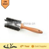 Wooden boar bristle hair brush