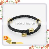 Trendy Style fashion leather permanent bracelet stainless steel jewelry