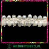 Crystal Clear White Pearl Beaded Trim For Wedding Dress thumbnail-5