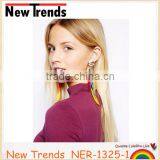 Fashion New Design Colorful Long Feather Earring With Clear Crystal thumbnail-1