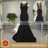 ASAE02 Style Black Beads Evening Gown High Neck Thick Mermaid Black Sexy Long Elegant Prom Dresses Sheer Back Evening Dress Quality Choice
