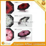 Black Coating Flower 23"*8K Three Fold Umbrella