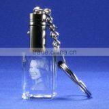 Yiwu Years Laser Photo Crystal Glass Key Chain With Light for Giving Away Gift (R-0820)