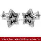 Hot Selling Fashion Silver Star Cufflinks Stainless Steel Star Shape Personalized Custom Metal Cufflinks and Tie Clips