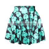 Girls In Short Skirts TuTu Printing Green Skull Skirt Drop Shipping N13-38