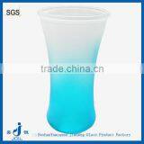 Wide Mouth Cylinder Glass Vase Blue Frosted for Flower thumbnail-1