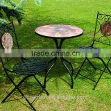 Mosaic Bistro Set Golden Brown KD Table Folds up Chair thumbnail-6