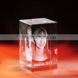 2016 Customized 3D Laser Engraving Crystal Cube For Paperweight