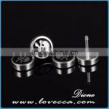 Skull Patern Body Steel Jewelry Piercing Barbell Tunnel Plug Stud Earrings thumbnail-6