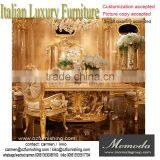Momoda New Arrival Luxury Golden Dining Table With Beige Velvet Chairs, Royal Elegant Dining Room Set thumbnail-1