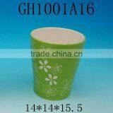 New Design Round Ceramic Blue Glazed Flower Pots